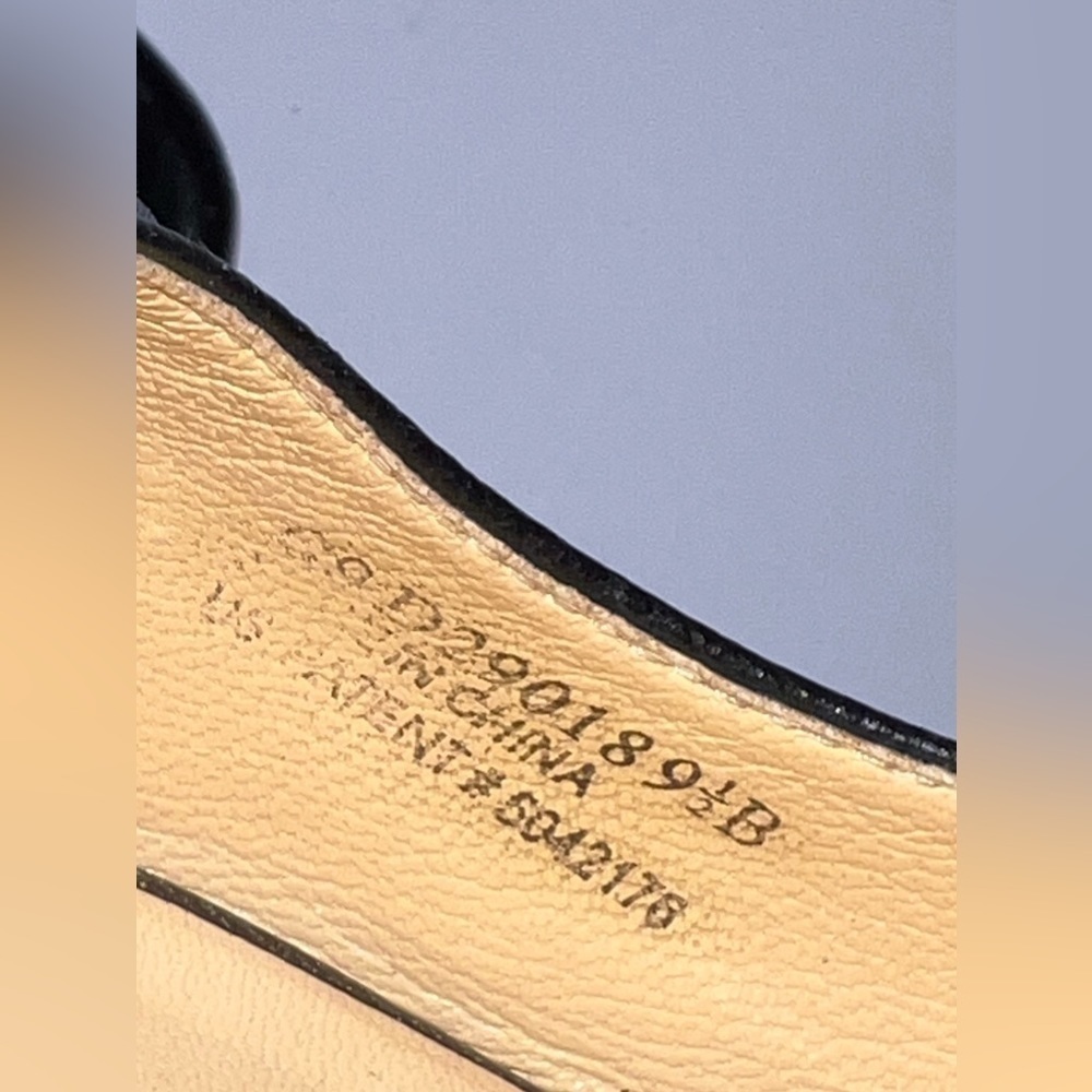 Cole Haan Womens 9 1/2 Black Leather Peep Toe Nike Air Heels Pumps 9.5 Buckle - Picture 13 of 15